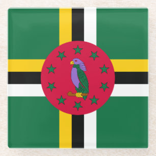 Vlag van Dominica Glazen Onderzetter