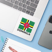 vlag van Dominica Sticker (Laptop met iPhone)