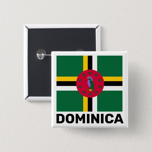 vlag van Dominica Vierkante Button 5,1 Cm (Voorkant /achterkant)