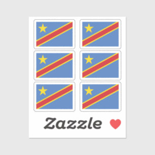 Vlag van DR Congo Collectie pack van 6 Sticker