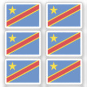 Vlag van DR Congo Collectie pack van 6 Sticker (Voorkant)