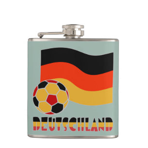Vlag van Duitsland met voetbal grijs rand Heupfles