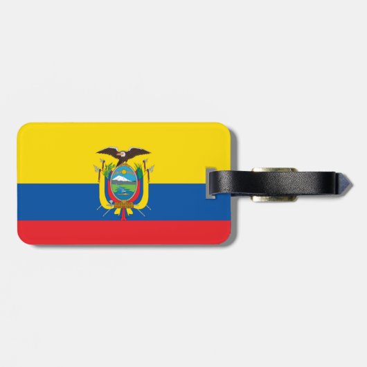 Vlag van Ecuador Bagagelabel met lederriem (Achterkant horizontaal)