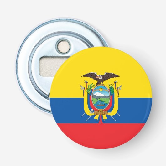 Vlag van Ecuador Button Flesopener (Voorkant)