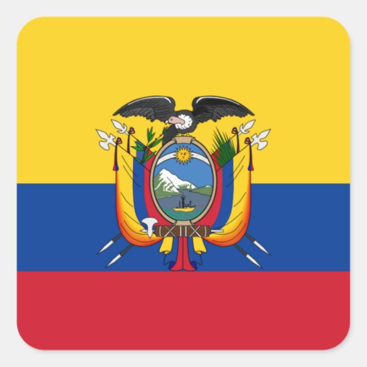 Vlag van Ecuador Vierkante Sticker (Voorkant)