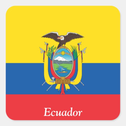 Vlag van Ecuador Vierkante Sticker (Voorkant)