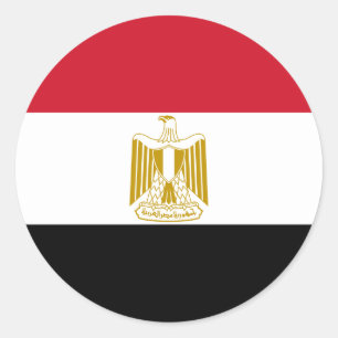 Vlag van Egypte - ع ل م ص - Egyptische vlag - Ronde Sticker