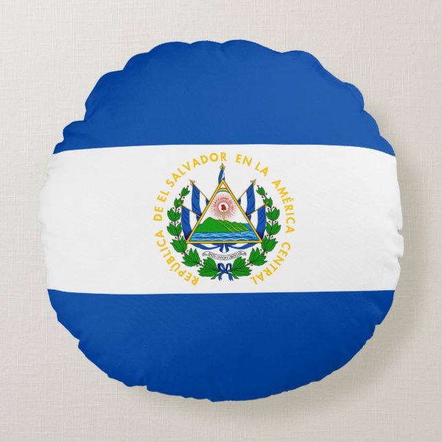 Vlag van El Salvador Rond Kussen (Voorkant)