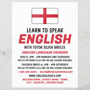 Vlag van Engeland, cursusadvertentie Engelse taal Flyer