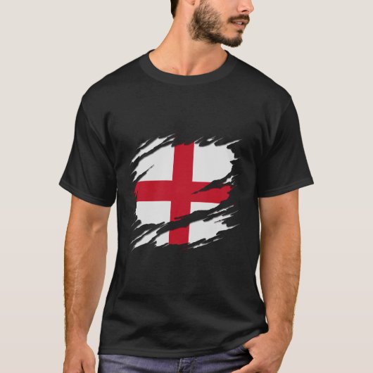 Vlag van Engeland Sint-George's cross-Ripped onthu T-shirt (Voorkant)