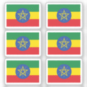 Vlag van Ethiopië Collectie pack van 6 Sticker (Voorkant)
