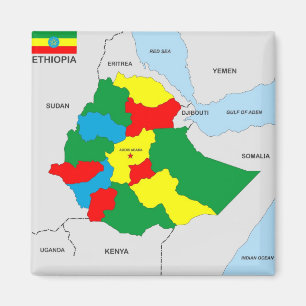 vlag van ethiopië - landenkaart magneet