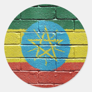 vlag van Ethiopië Ronde Sticker