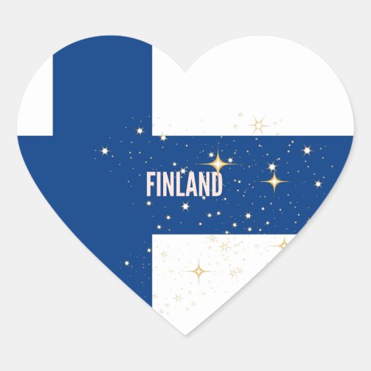Vlag van Finland, gelabeld Hart Sticker (Voorkant)