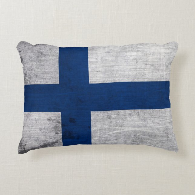 Vlag van Finland Grunge Accent Kussen (Voorkant)