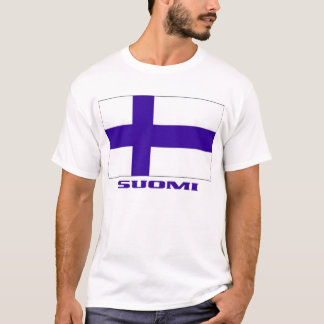 Vlag van Finland + "Suomi" Fins-Amerikaans T-shirt