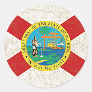 VLAG VAN FLORIDA GERIJPT RONDE STICKER