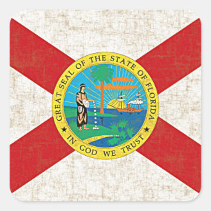 VLAG VAN FLORIDA GERIJPT VIERKANTE STICKER