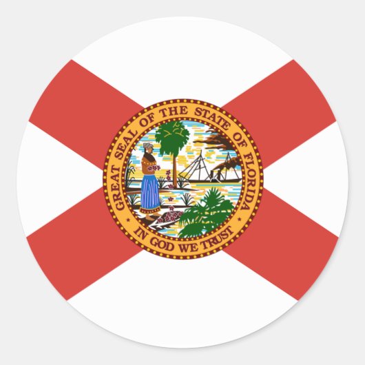 Vlag van Florida Ronde Sticker (Voorkant)