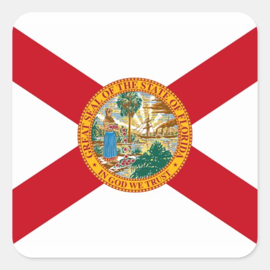 Vlag van Florida Vierkante Sticker (Voorkant)