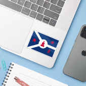 Vlag van Fort Wayne, Indiana Sticker (Laptop met iPhone)