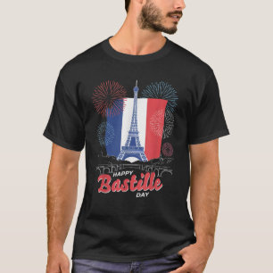 Vlag van Frankrijk 14 juli Vuurwerk Bastille Day T-shirt
