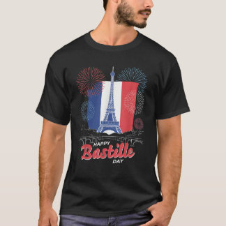 Vlag van Frankrijk 14 juli Vuurwerk Bastille Day T-shirt