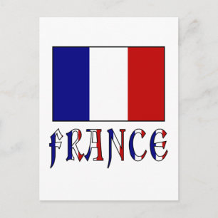 Vlag van Frankrijk met gekleurde naam Briefkaart