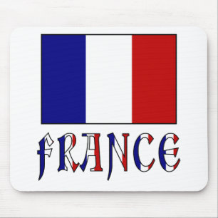 Vlag van Frankrijk met gekleurde naam Muismat