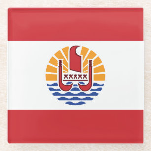 Vlag van Frans-Polynesië Glazen Onderzetter