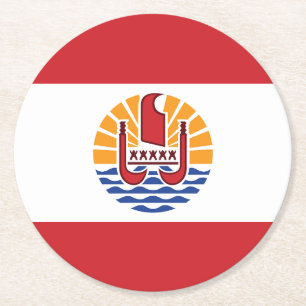 Vlag van Frans-Polynesië Ronde Kartonnen Onderzetter