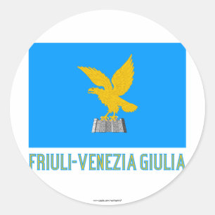vlag van Friuli-Venezia Giulia met naam Ronde Sticker