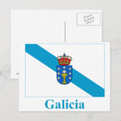 vlag van Galicië met naam Briefkaart (Voorkant / Achterkant)
