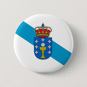vlag van Galicië (Spanje) Ronde Button 5,7 Cm
