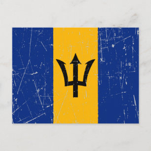 Vlag van geslepen en gekraakte Barbados Briefkaart