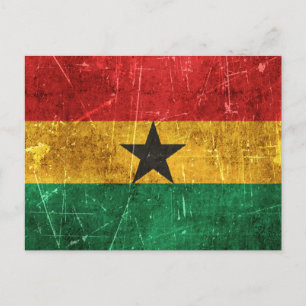 vlag van Ghana met ouderdom en kraakbedekking Briefkaart