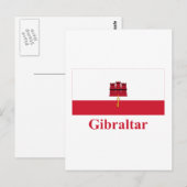 Vlag van Gibraltar met naam Briefkaart (Voorkant / Achterkant)