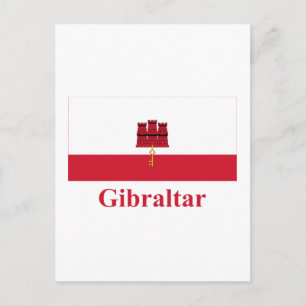 Vlag van Gibraltar met naam Briefkaart