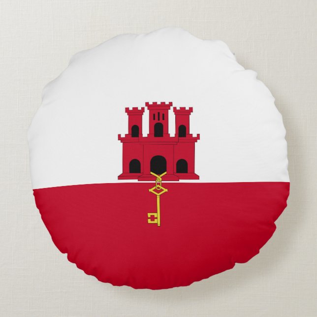 vlag van Gibraltar Rond Kussen (Achterkant)