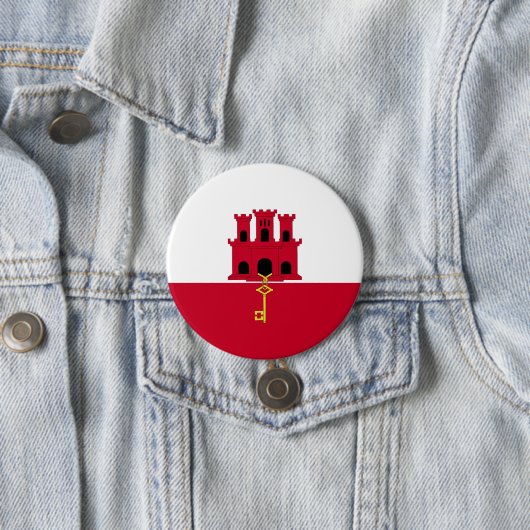 vlag van Gibraltar Ronde Button 7,6 Cm (In situ)