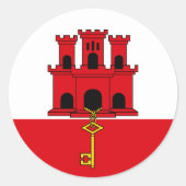 Vlag van Gibraltar Ronde Sticker (Voorkant)