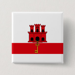 Vlag van Gibraltar Vierkante Button 5,1 Cm