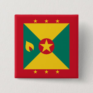 Vlag van Grenada Vierkante Button 5,1 Cm