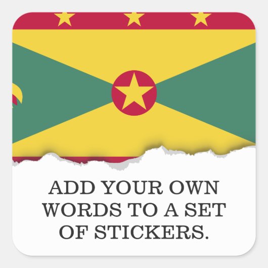 Vlag van Grenada Vierkante Sticker (Voorkant)