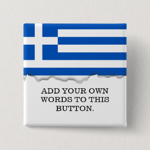 Vlag van Griekenland Vierkante Button 5,1 Cm