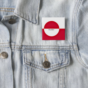 Vlag van Groenland Vierkante Button 5,1 Cm