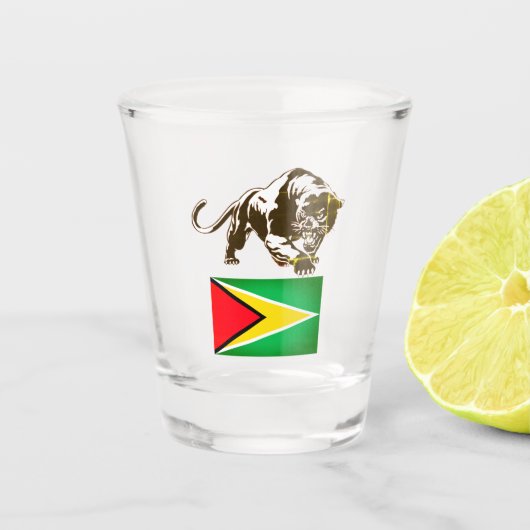 Vlag van Guyana bij Jaguar Shot Glas (Voorkant)