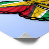 Vlag van Guyana Butterfly op blauw Poster (Hoek)
