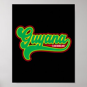 Vlag van Guyana Guyaanse Caribische Vakantie Cruis Poster