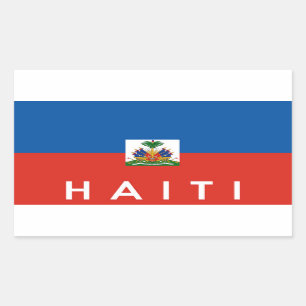 vlag van haïti - land naam rechthoekige sticker